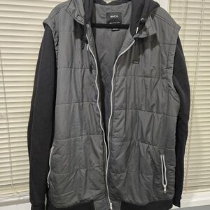 RVCA Men's Gray and Black Puffer Jacket